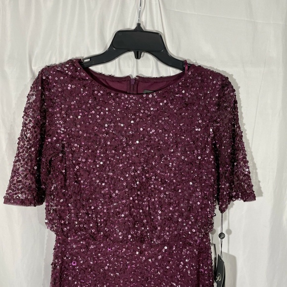 NWT Adrianna Papell Blouson Sequin Gown in‎ Cassis [SZ 2 ] - Picture 5 of 12